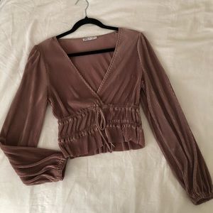 Zara Long Sleeve Surplice Blouse